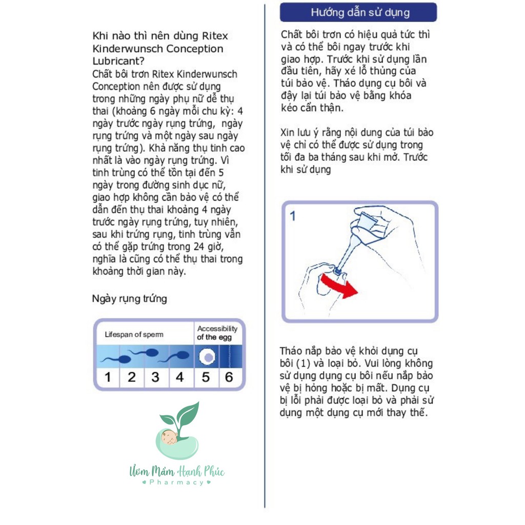 [BÁN LẺ] Gel Ritex Kinderwunsch Đức, 1 tuýp - hỗ trợ tăng thụ thai