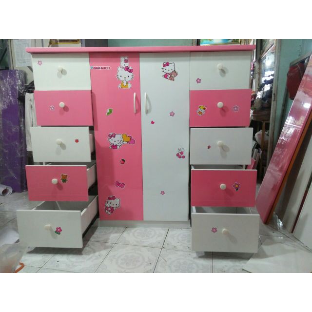 [RẺ NHẤT TOÀN QUỐC ] Tủ nhựa trẻ em hồng trắng 10k2c Nội thất Bích Ngọc