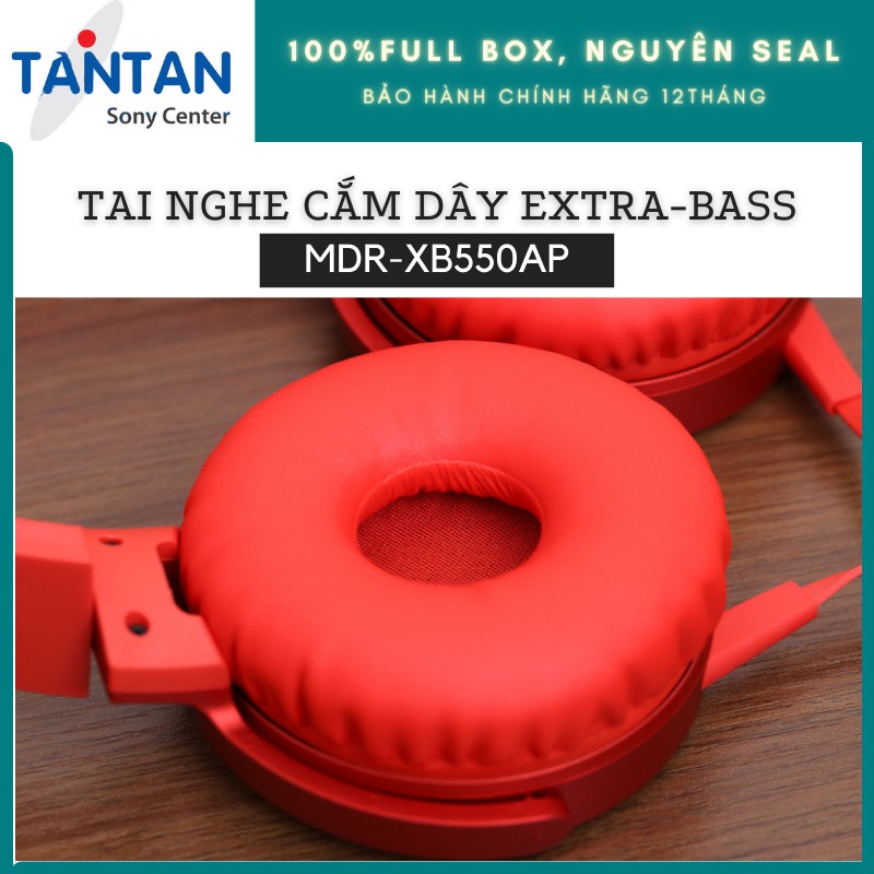 Tai nghe CẮM DÂY EXTRA-BASS Sony MDR-XB550AP | Dynamic rộng 30mm - Đệm tai êm, giúp thoải mái - Microphone - 180g