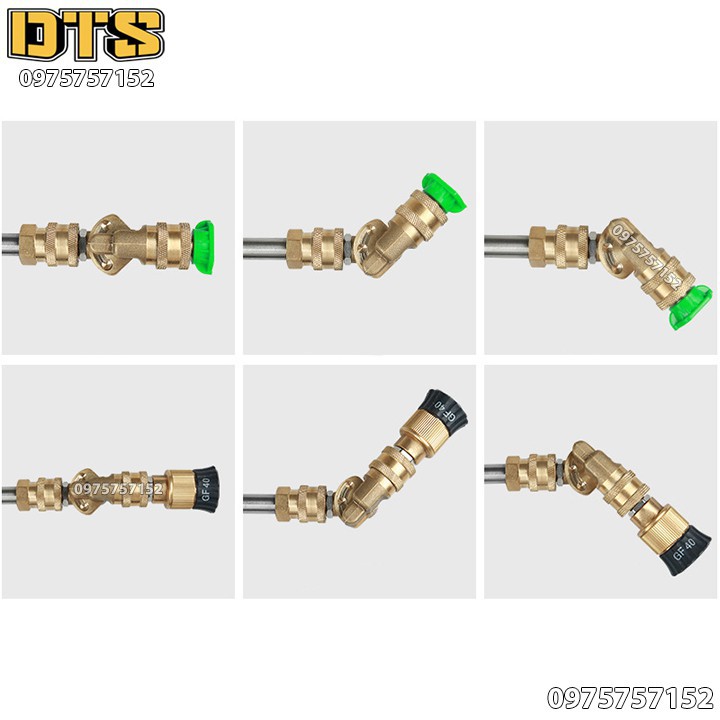 Khớp xoay điều chỉnh 3 góc   nối nhanh béc súng xịt rửa của máy rửa xe - Ren nối nhanh 1/4 inch