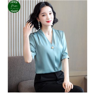 [SIÊU SALE] ÁO SƠ MI VẢI LỤA CỔ KIỂU CHO NỮ