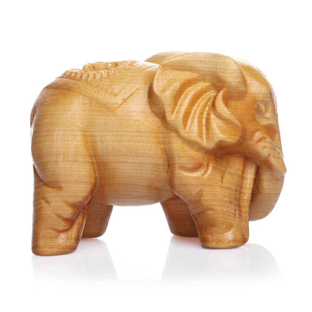 Phụ Kiện Trang Trí Nhà Cửa / Xe Hơi Bằng Gỗ Chạm Khắc Hình Chú Voi May Mắn