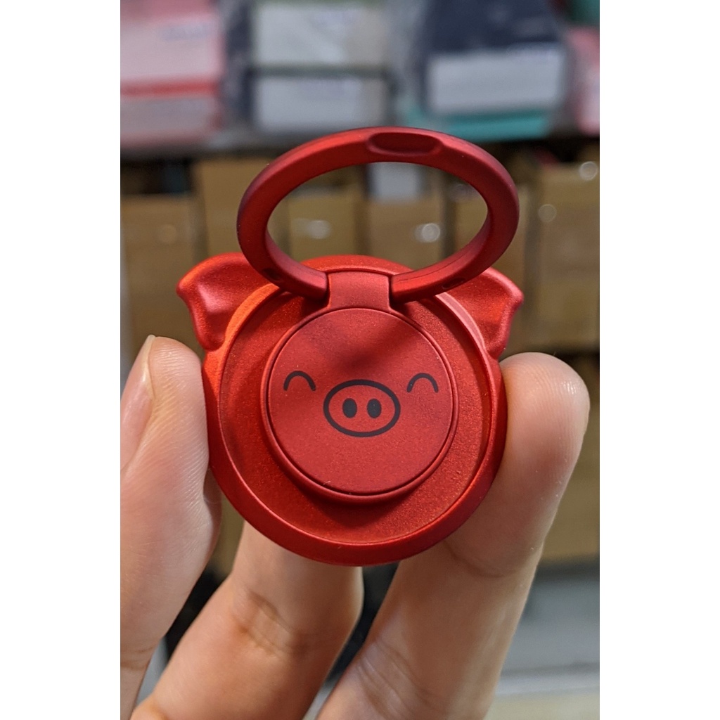 IRing Nhẫn Đeo Tay, Đỡ Điện Thoại Xoay 360 Hình Heo Cute