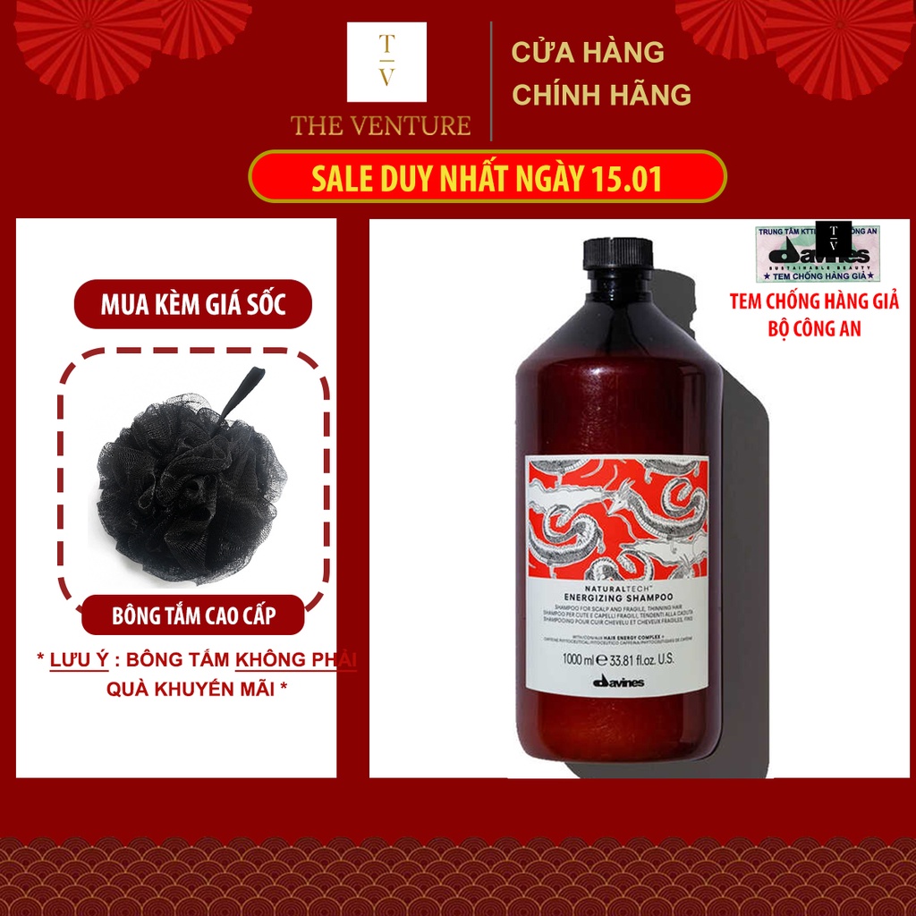 [Mã 44FMCGSALE giảm 8% đơn 500K] Dầu Gội Chống Rụng Tóc Davines Naturaltech Energizing Shampoo Chính Hãng - 1000ml