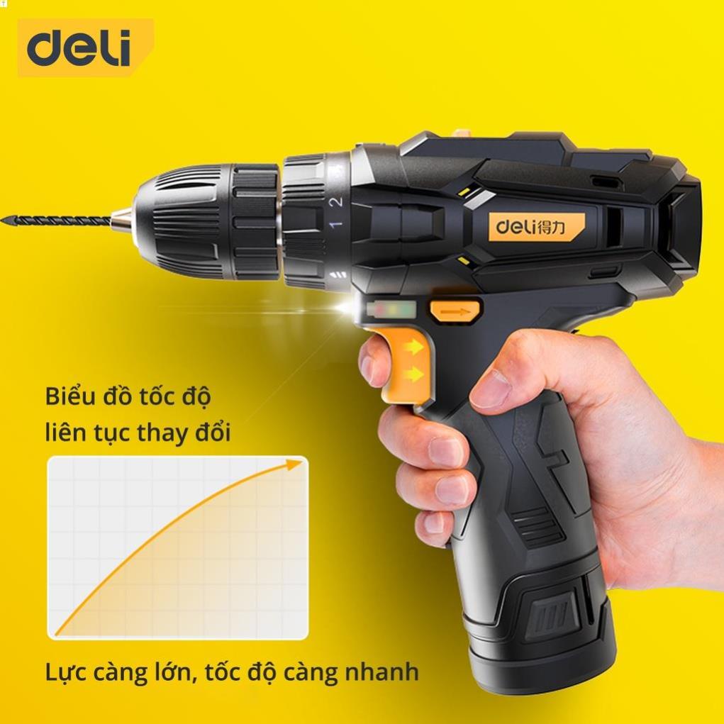 [LIFEDL157] Máy Khoan Bắt Vít Deli Chính Hãng Pin 12V - Nhỏ Gọn, Tiện Dụng - Dùng Cho Sửa Chữa Vật Dụng - DL600012 .