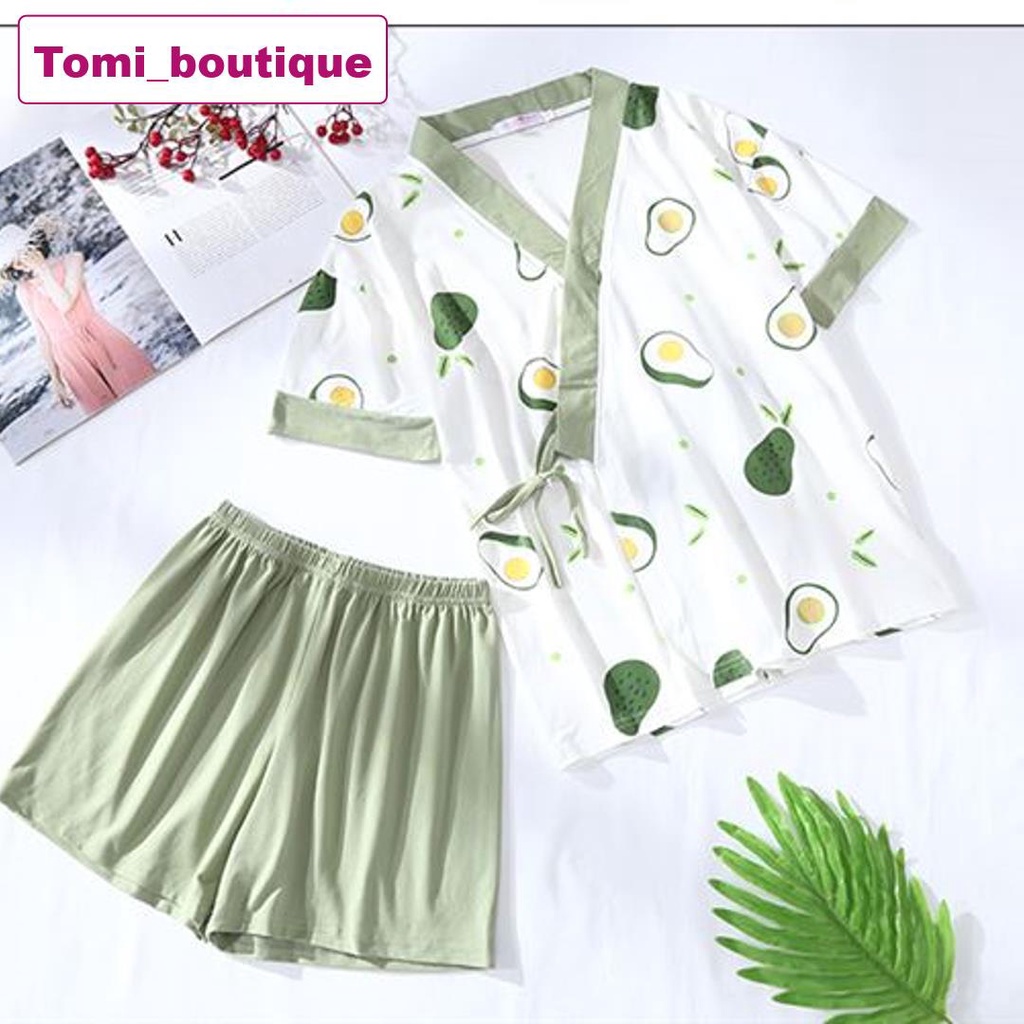 Bộ ngủ KIMONO nữ buộc chấm xanh tặng áo 2 dây sexy mới về  - TOMI BOUTIQUE | BigBuy360 - bigbuy360.vn