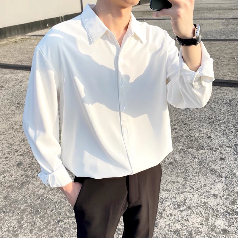Sơ mi nam dài tay trắng ,đen cổ bẻ hàng chuẩn xuất,chất liệu co giãn,fom ôm dáng slim body thiết kế trẻ trung | BigBuy360 - bigbuy360.vn