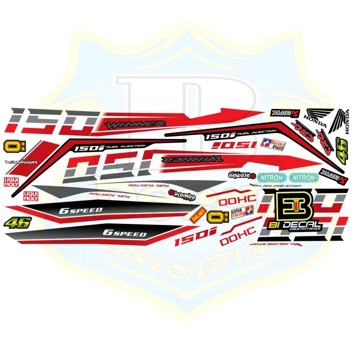 ( Quí khách vui lòng mang ra tiệm cho thợ dán ) Tem winner 150 trắng đỏ