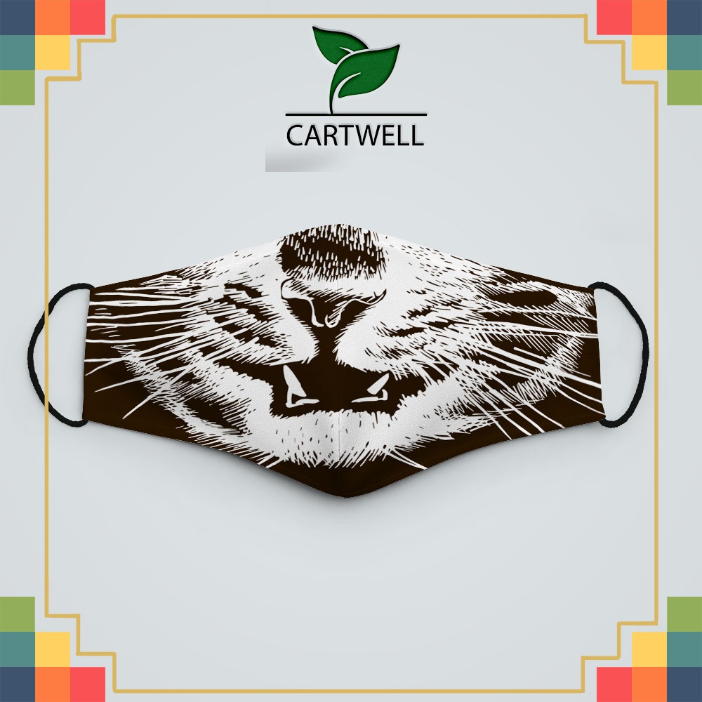 khẩu trang vải 2 lớp  Mặt Thú_1545 CARTWELL chất liệu poly cotton 100%,  chống bụi in họa tiết 3d thời trang unisex