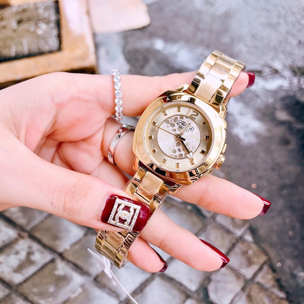 Đồng Hồ Coach Nữ Dây Kim Loại Vàng 35mm