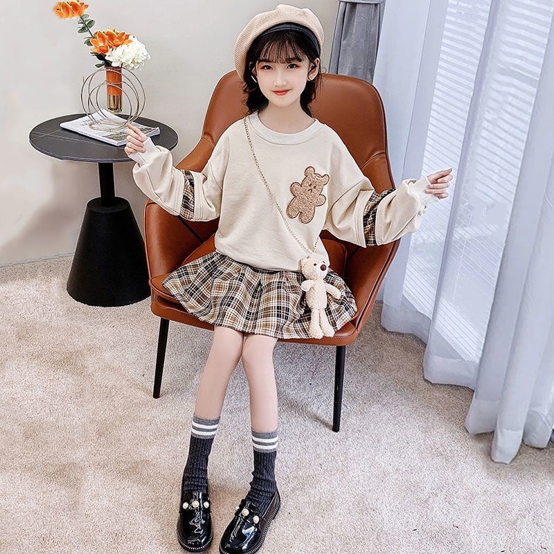 Đầm dài tay bé gái 10 tuổi   ☑️ váy thu đông bé gái 11 tuổi ☑️ set váy bé gái size đại 25kg 30kg 35kg 40kg