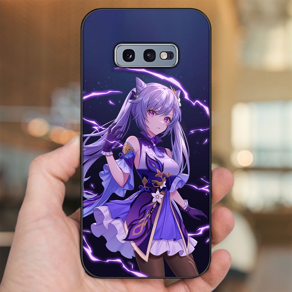 Ốp lưng Samsung S10e viền đen in hình Keqing Genshin Impact