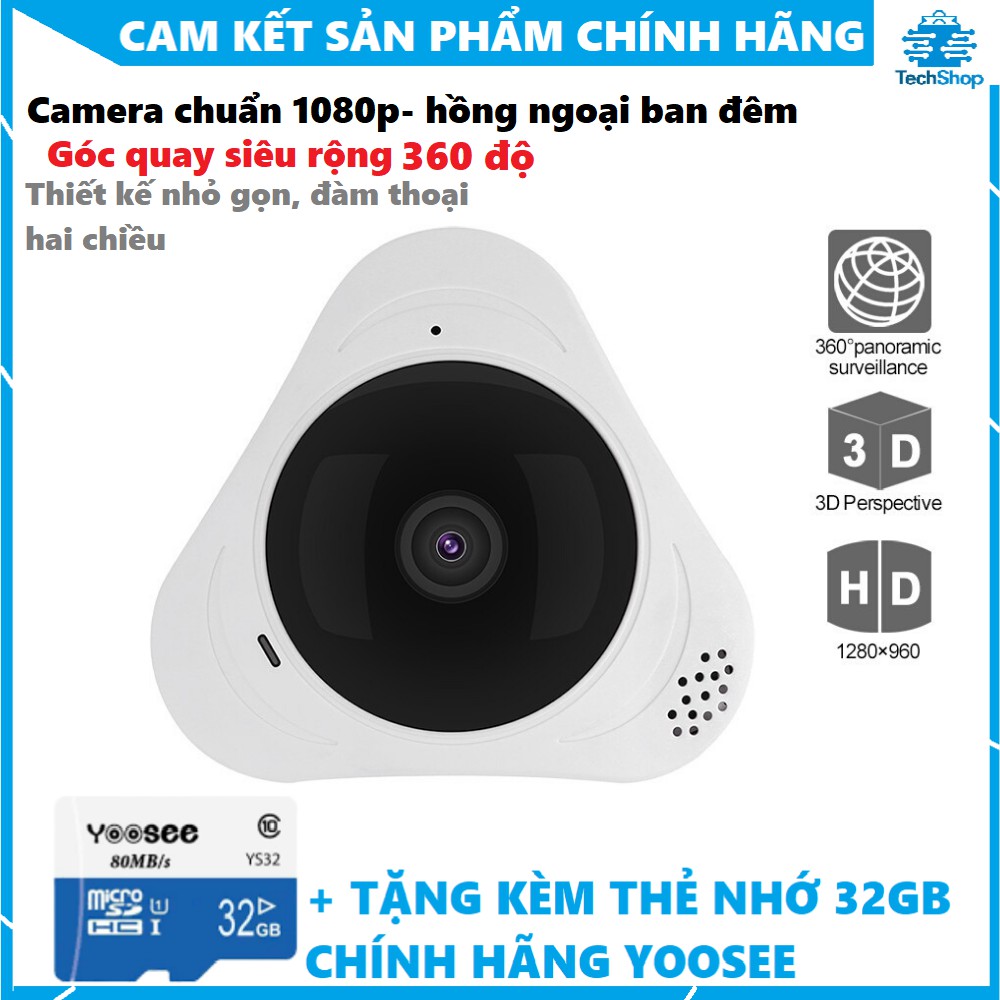 CAMERA WIFI ỐP TRẦN, TƯỜNG 360độ – [CHÍNH HẴNG] [BẢO HÀNH 5NĂM] [KÈM THẺ 32GB TÙY CHỌN MÃ]