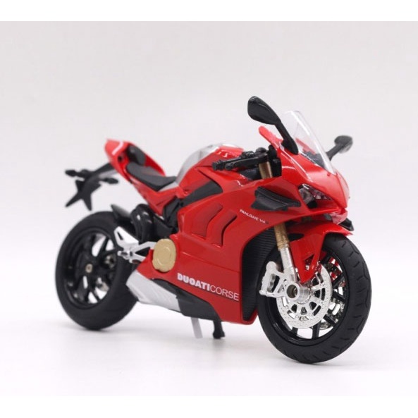 XE MÔ HÌNH MOTO DUOATI Panigale V4S màu đỏ có ĐÈN, ÂM THANH | HUAYI MODEL tỷ lệ 1:12 - Z SHOP