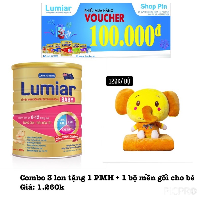 Tặng quà - combo 3 lon sữa bột Lumiar baby 900g