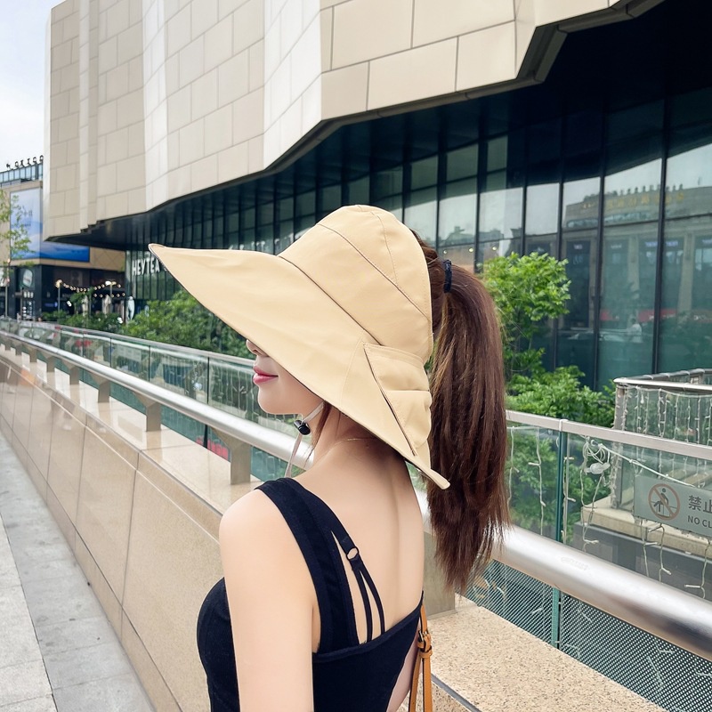 Nón Vành Rộng Hở Chóp Phối Nơ Thời Trang Mùa Hè Mới