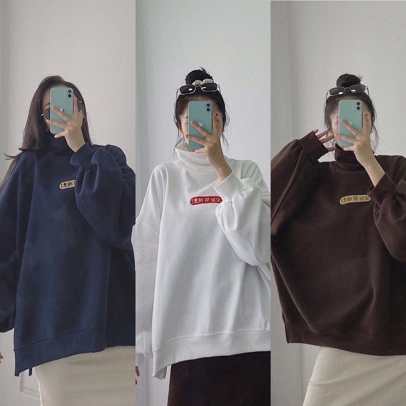 Áo sweater nỉ, cổ lọ