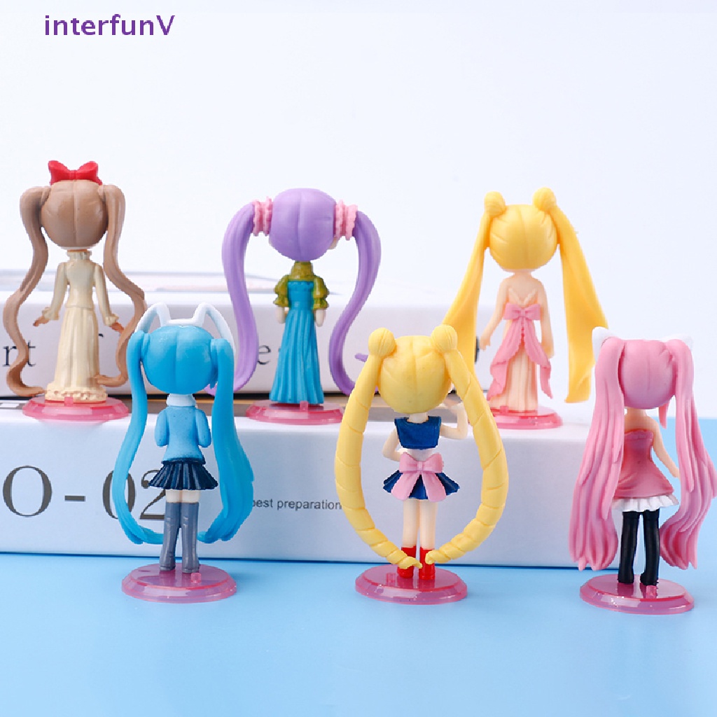 [InterfunV] Set 6 Mô Hình Đồ Chơi Anime Thủy Thủ Mặt Trăng Mini Trang Trí Sưu Tầm