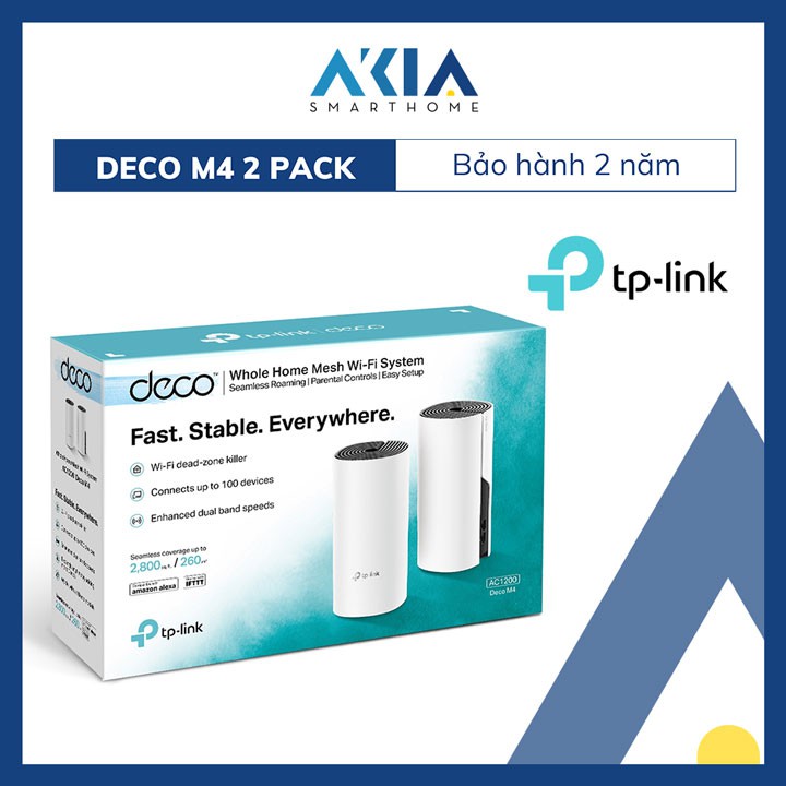 Hệ thống phát wifi mesh TP-Link Deco M4 (2-Pack) - Hàng Chính Hãng BH 2 Năm