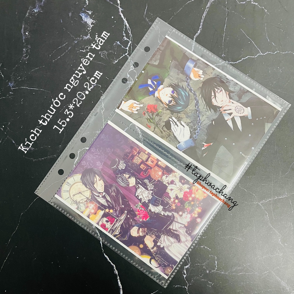 Sheet A5 đựng postcard, card kpod, thẻ bài, ảnh, phụ kiện sách truyện 2 ô, 2 mặt - Trang sheet lưu trữ 2 ngăn A5