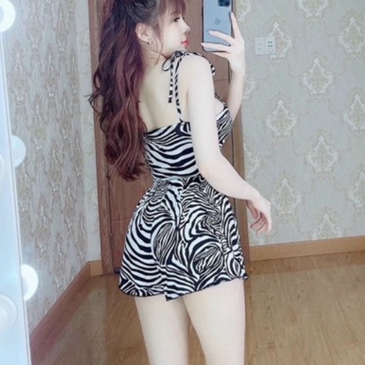 SÉT ÁO 2 DÂY CÓ MÚT + QUẦN SHORT BÒ SỮA NGỰA VẰN