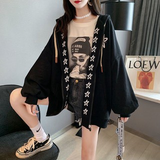 Áo khoác nỉ dáng rộng vạt ngôi sao ⭐⭐⭐