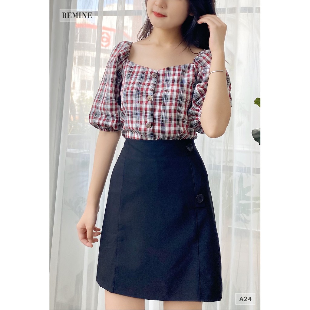 [Mã WABRLOW5 giảm 15% đơn 300K] Chân váy đính nút hông BEMINE VT22DEN | BigBuy360 - bigbuy360.vn