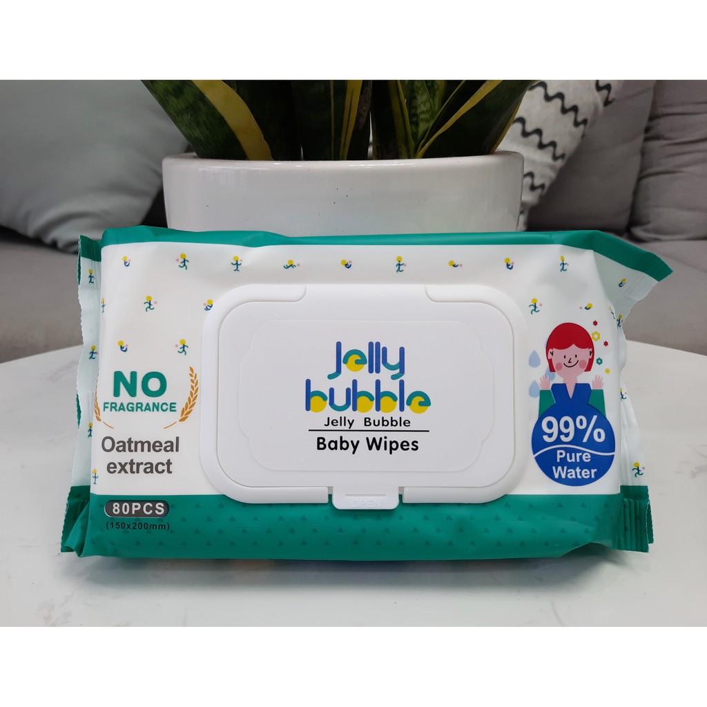 Combo 4 gói khăn giấy ướt không cồn Jelly Bubble - 80 tấm