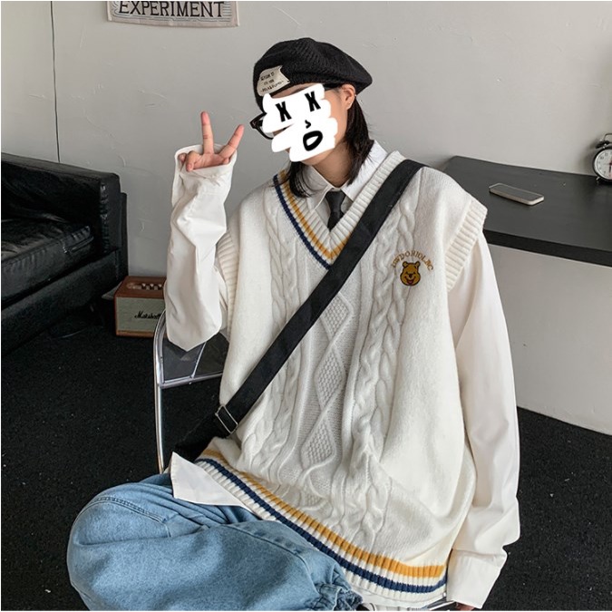 Porozi  Áo sweater sát nách  cổ chữ V phong cách Hàn Quốc thời trang dễ thương