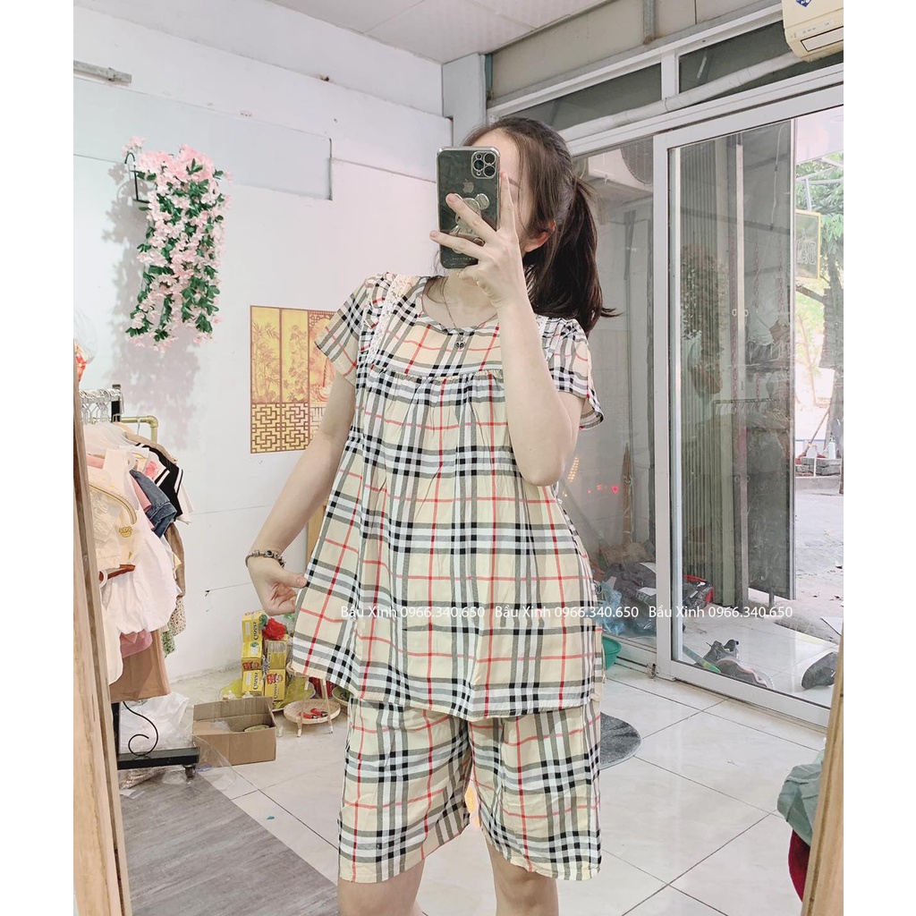 Bộ ngố lanh lụa bầu siêu mát, bộ đồ bầu mùa hè vải lanh mềm mát
