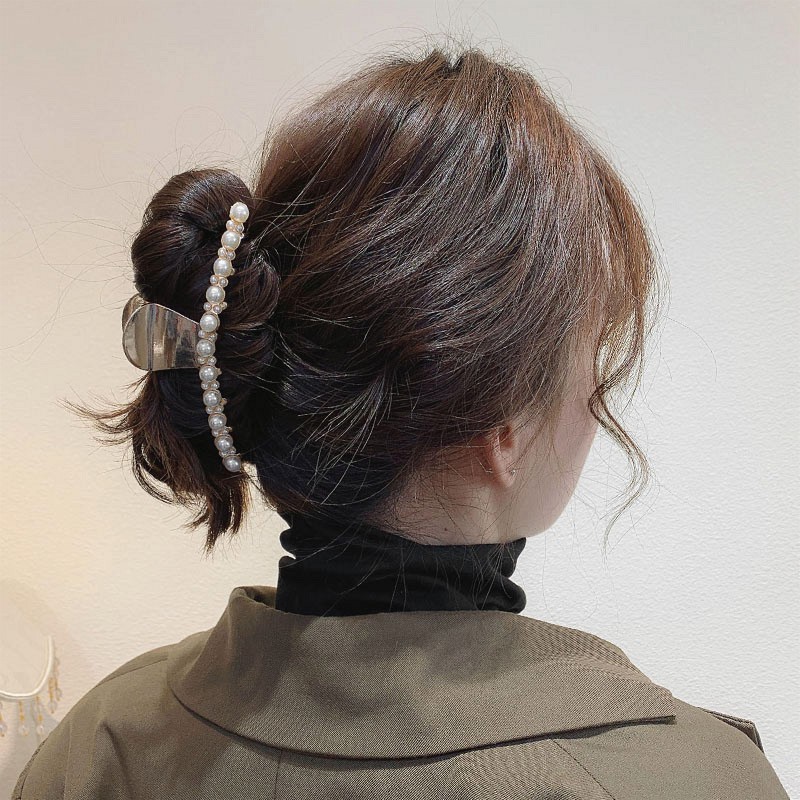 Kẹp Tóc Đuôi Ngựa Cỡ Lớn Bằng Kim Loại Phong Cách Hàn Quốc Thời Trang Cho Nữ