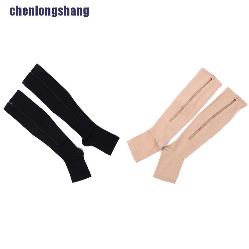 1 Đôi Vớ Nén Hở Ngón Chân Có Khóa Kéo Giảm Đau