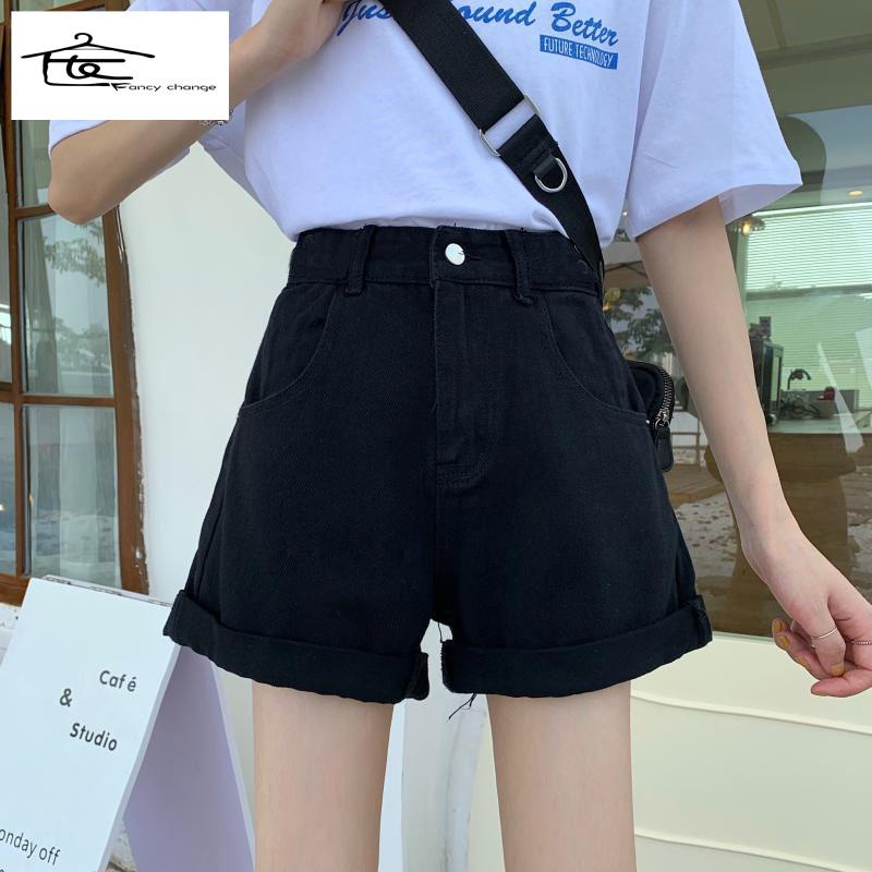 Quần Short Denim Lưng Cao Ống Rộng Phong Cách Hàn Quốc Thời Trang Mùa Hè Mới~2022