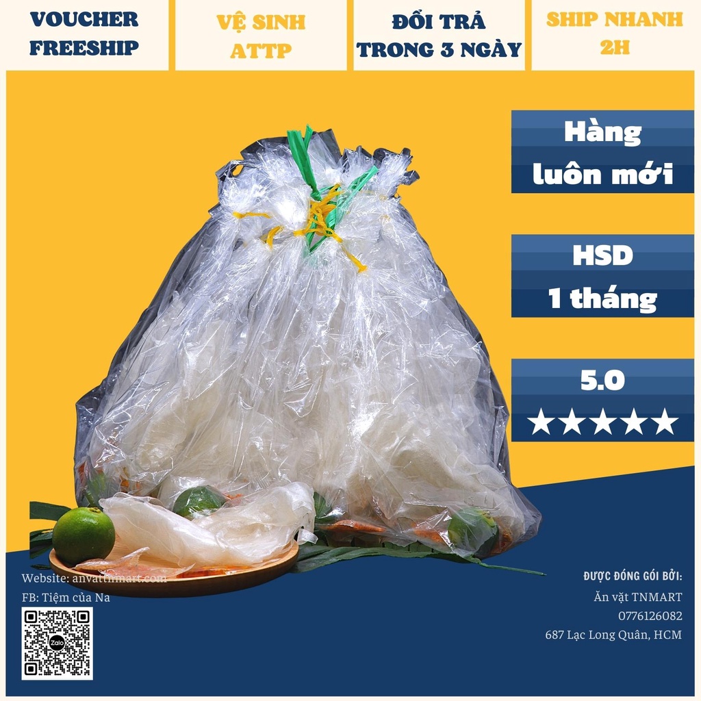 Bánh tráng phơi sương rìa muối tắc 1 sâu 14 bịch ăn vặt TiNimart