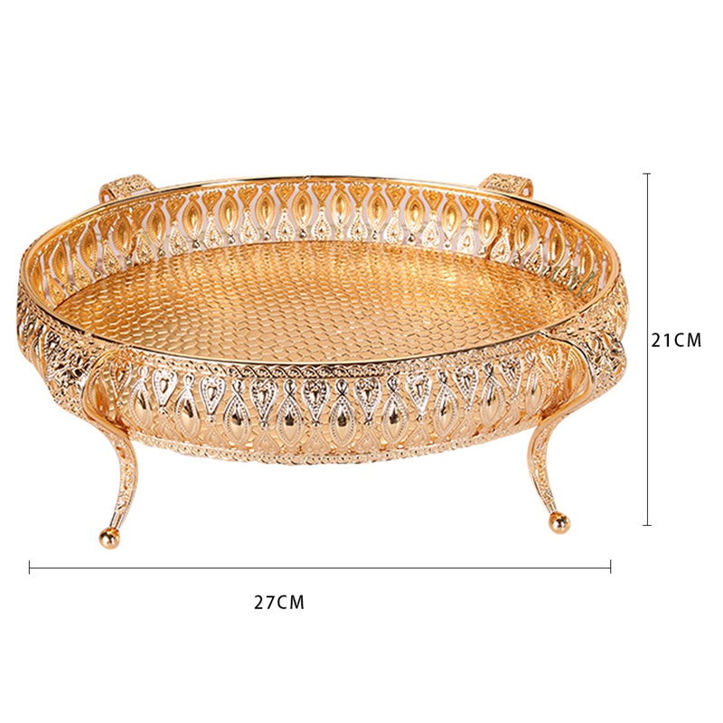 Khay Sắt Hình Oval Đựng Trái Cây / Thức Ăn Vặt Kiểu Vintage Sáng Tạo Để Bàn Trang Trí