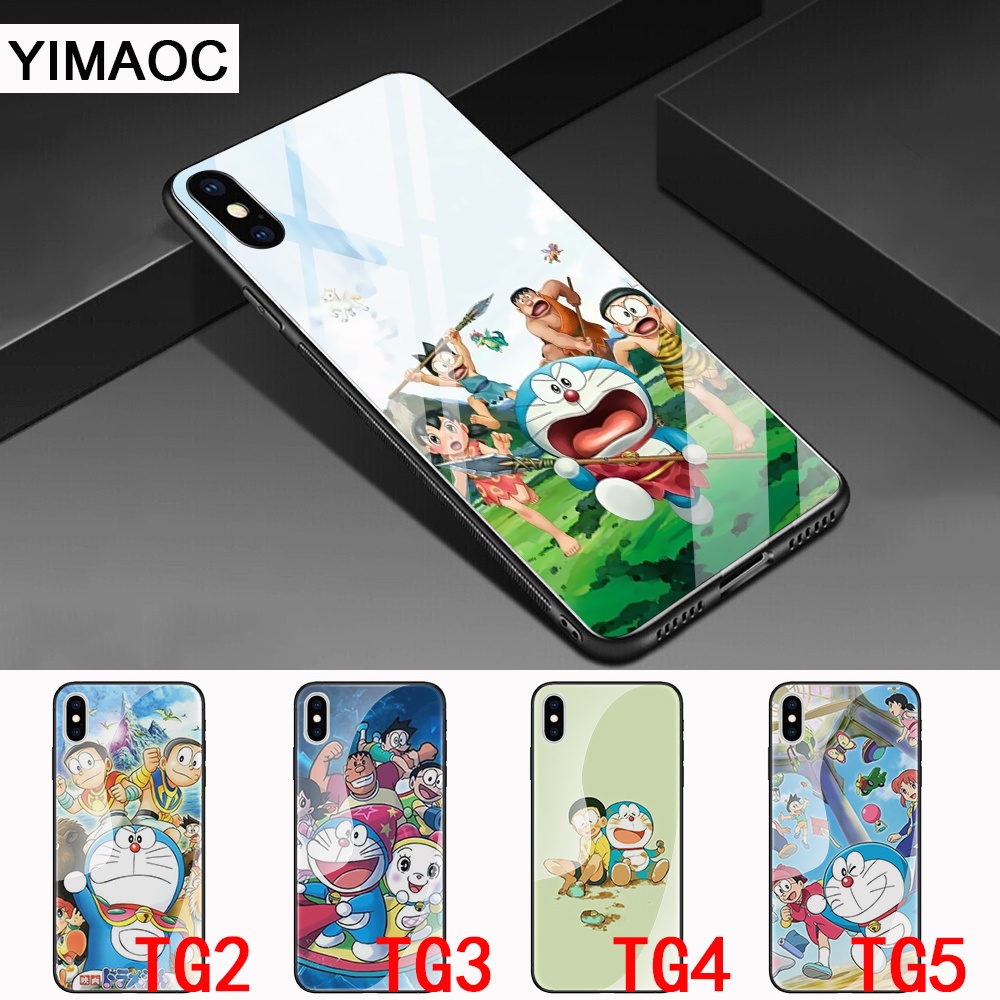 Ốp Điện Thoại Kính Cường Lực Hình Hoạt Hình Doraemon 51N Cho iPhone 13 12 Mini Pro XS Max