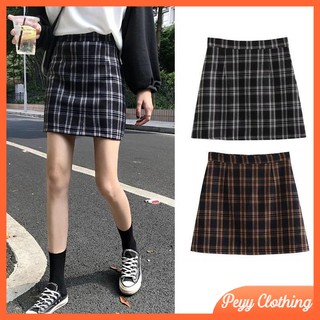 Chân váy ngắn lưng cao kẻ caro chất cotton mềm mịn, Chân váy chữ A thời trang ulzzang Hàn Quốc CV02 - Peyy Clothing
