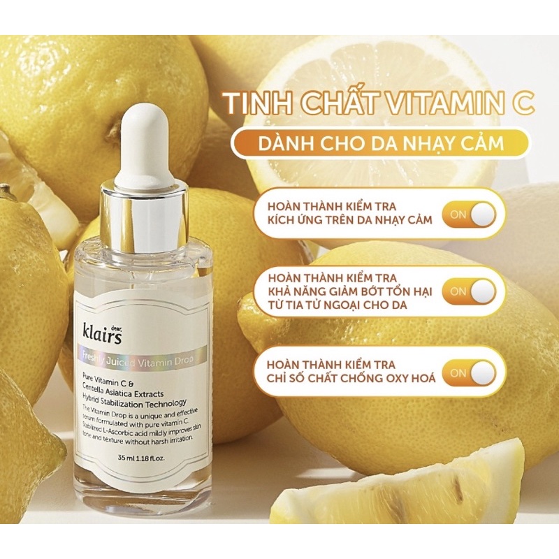 [Hàng auth] Tinh Chất Vitamin C Dưỡng Sáng Da, Mờ Thâm Klairs Freshly Juiced Vitamin Drop 35ml