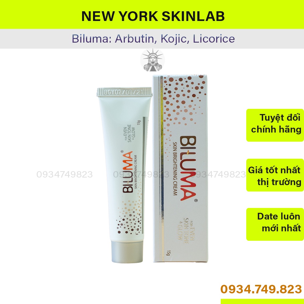 Biluma cream Ấn (15g) - arbutin và kojic acid, kem dưỡng trắng da, làm sáng da, giảm mờ thâm nám