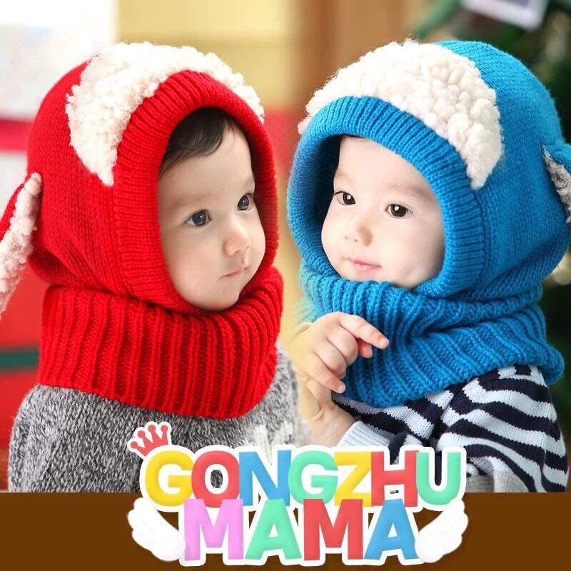 Mũ Len Tai Cừu kèm khăn cho bé