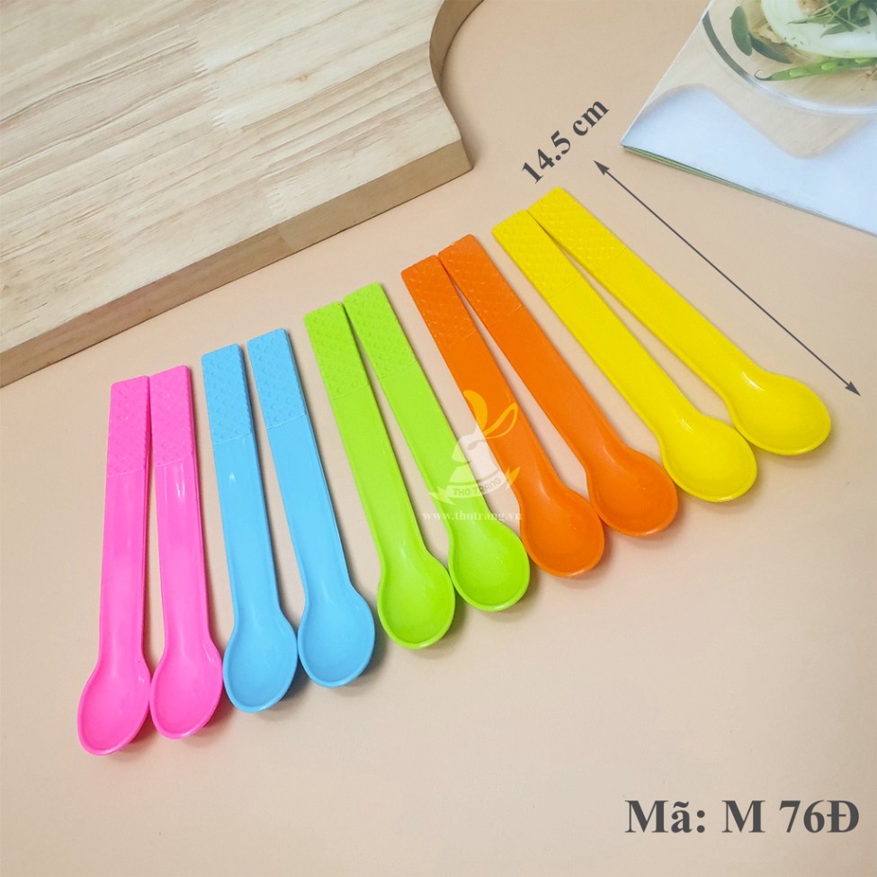 10 muỗng cà phê, muỗng sinh tố, muỗng ăn kem Rico nhiều màu loại ngắn