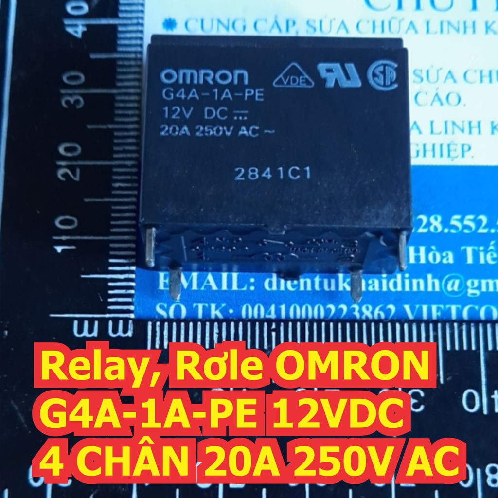 Relay, Rơle OMRON G4A-1A-PE 12VDC 4 CHÂN 20A 250V AC kde6394 kde6394