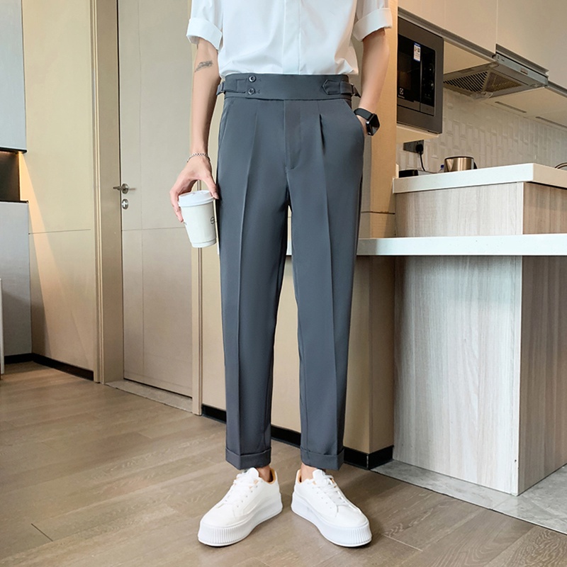 Quần Âu Baggy Nam Ống Đứng Trơn Màu Cạp Cao Phối Đai Khuy Kiểu Mới Thời Trang Zenkonu QUAN NAM 130V1