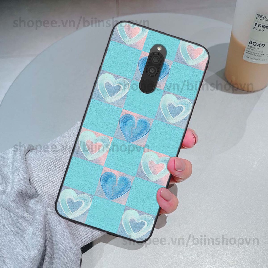 Ốp Xiaomi Redmi 8 caro trái tim nhiều màu sắc, đầy cá tính, khẳng định phong cách