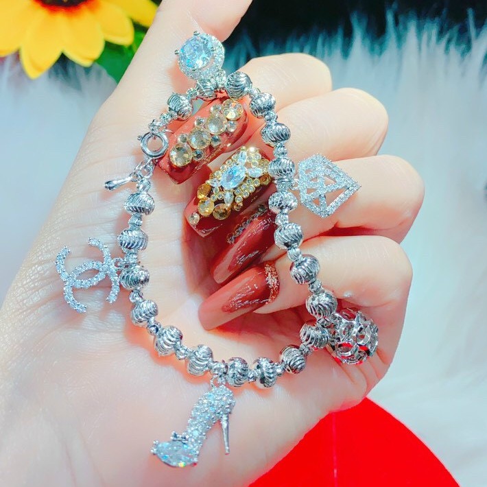 Lắc Tay Bi Charm Dễ Thương Bạch Kim - Vòng Tay Nữ Đẹp - Bền Màu, Không Đen Không Ngứa, Đủ Size, Hàng Y Hình