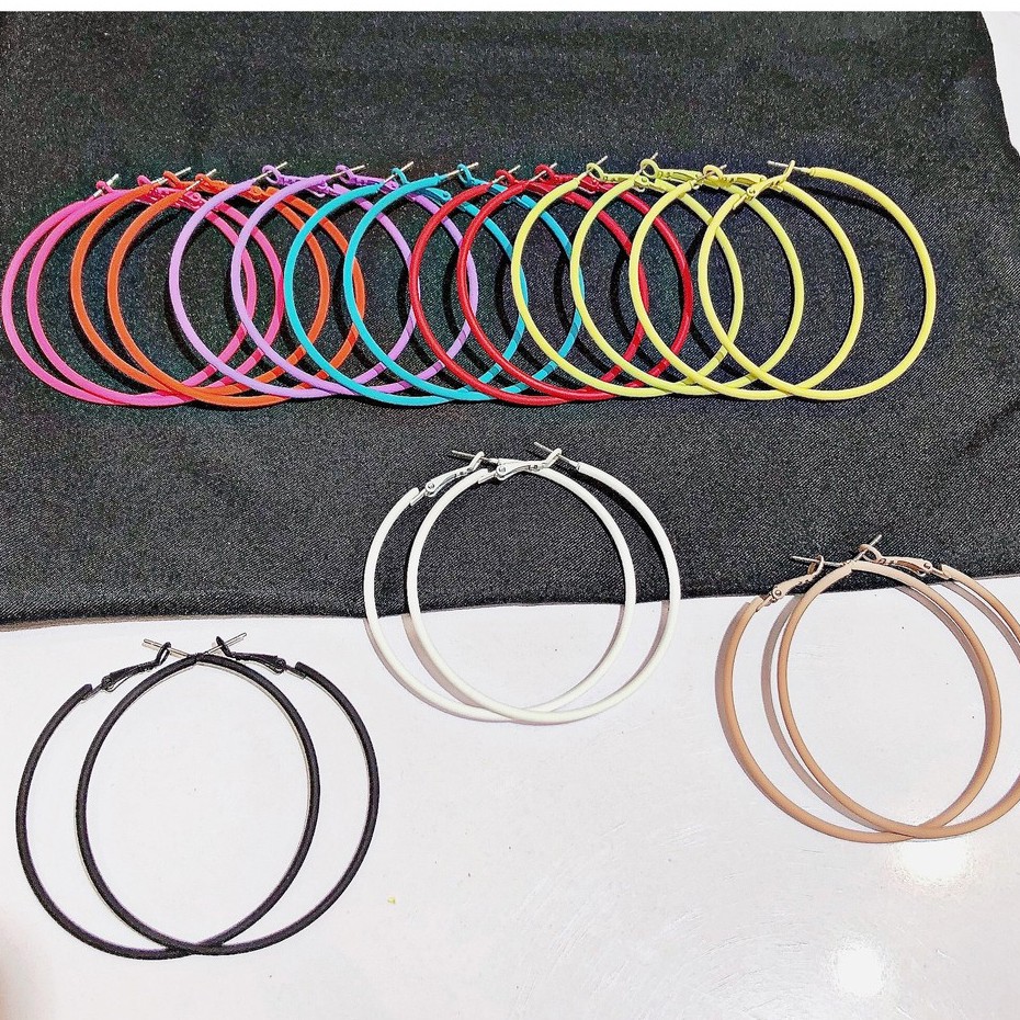 Khuyên tai tròn nữ Size 6cm Ròm House đủ màu sắc mang phong cách hàn quốc cực sang chảnh thích hợp cho nữ đi tiệc quẩy