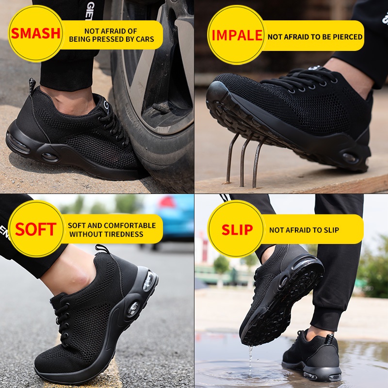 Giày bảo hộ lao động GUYISA an toàn ngón chân thép thoáng khí dành cho nam giới