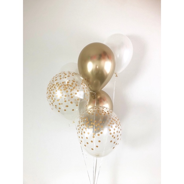 Bóng tròn trong suốt chấm bi vàng gold size 12&quot; to dày trang trí sinh nhật