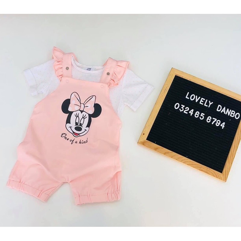 Set yếm mickey hồng HM cho bé