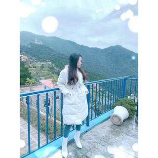 áo phao dáng dài thắt eo